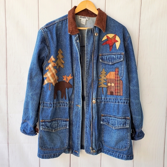 Vintage denim jacket patched printed - Picture 4 of 14